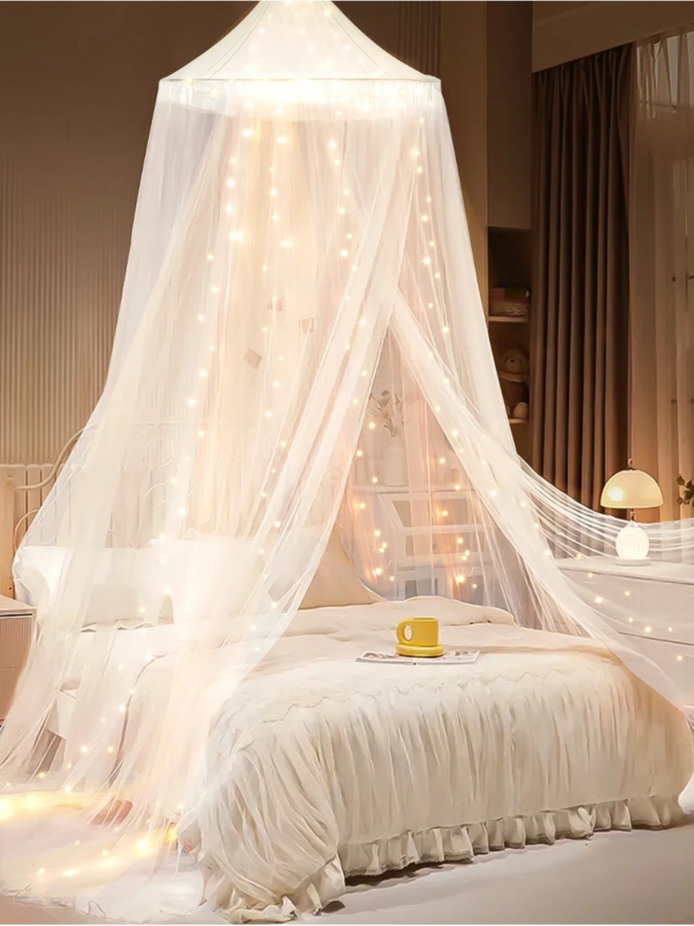Wayfair White Bed Canopy with Fairy Lights and Glow in the Dark Stars